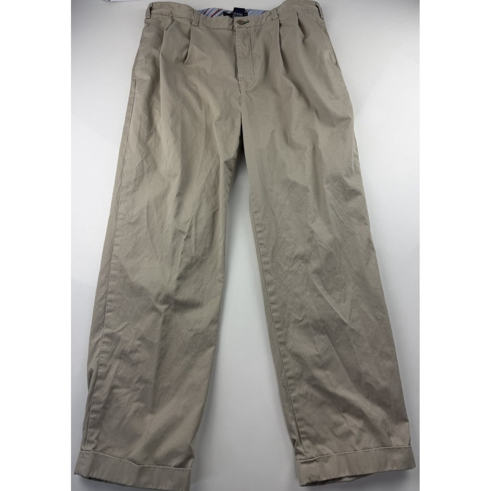 Y2K Tommy Hilfiger‎ Mens Chino Pants Khaki 38x30 Flat Front Baggy Trousers 2004